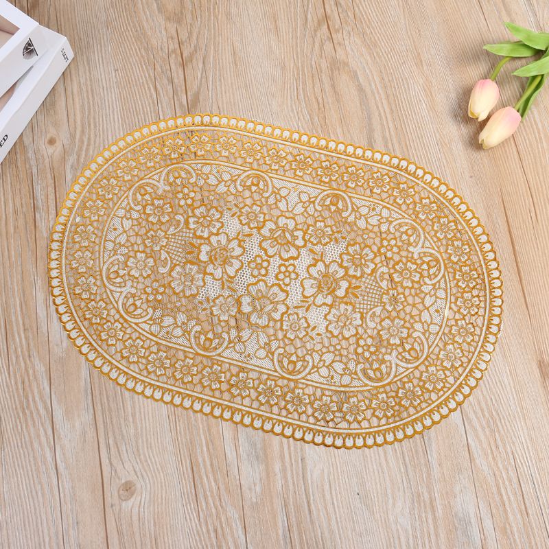 Oval PVC placemats, bowl MATS, plate MATS, coffee table ashtray MATS, cup MATS, vase MATS, household heat insulation MATS Application Scenario