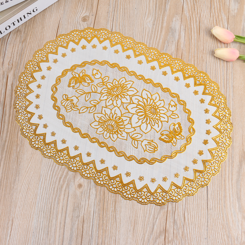 Oval PVC placemats, bowl MATS, plate MATS, coffee table ashtray MATS, cup MATS, vase MATS, household heat insulation MATS details Picture