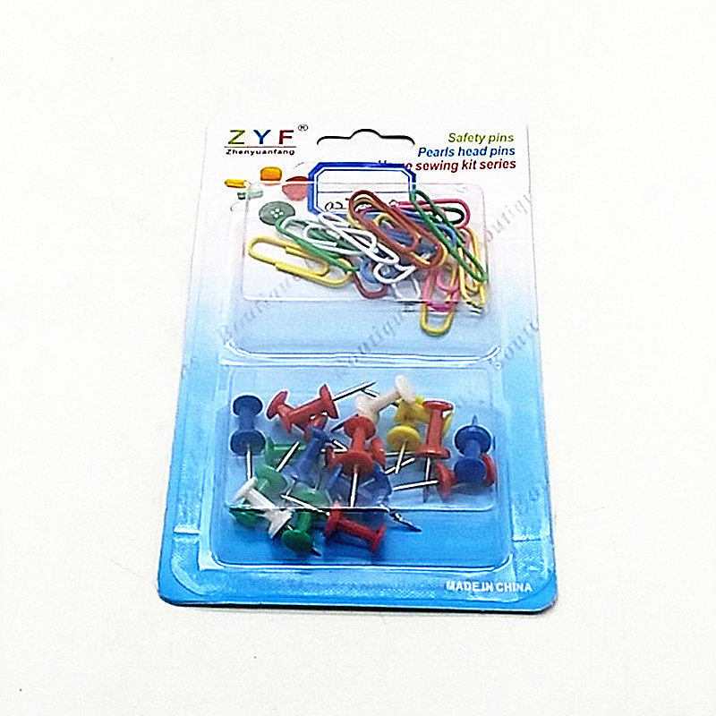 Sunshine department store card 2 block paper clip I-pin combination students office special color paper clip I-pin