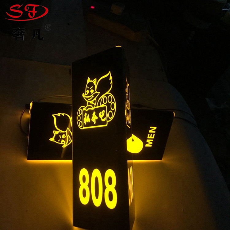 Acrylic light door card room card foot bath box door card hotel KTV with light box door LED light door card thumbnail