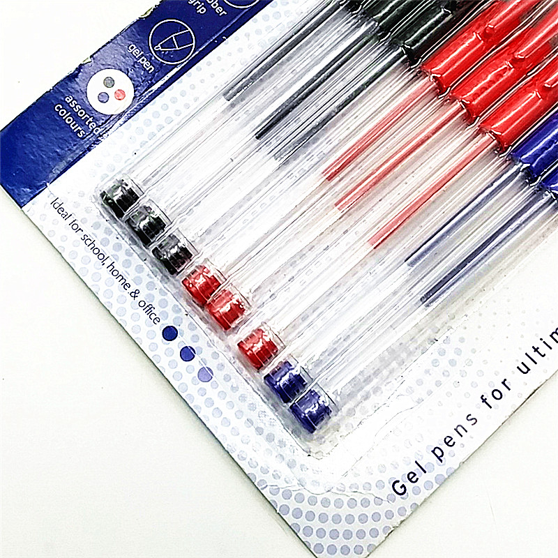 阳光百货 卡8支笔红色黑色蓝色中性笔学生专用笔办公笔套装详情图3