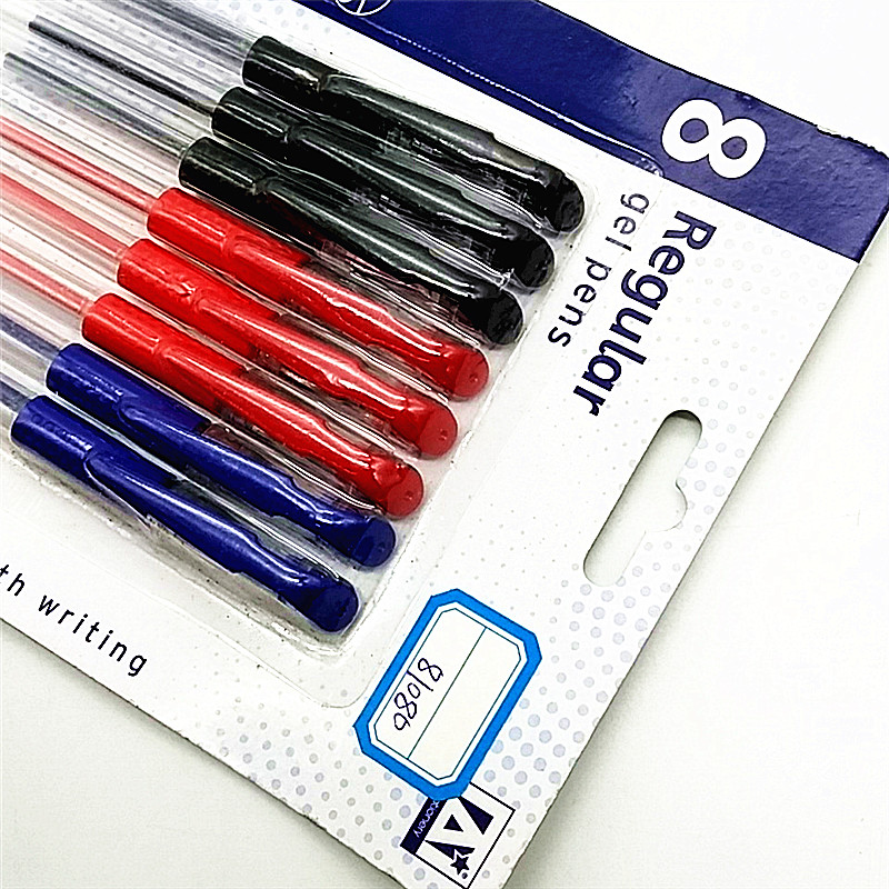 阳光百货 卡8支笔红色黑色蓝色中性笔学生专用笔办公笔套装详情图2