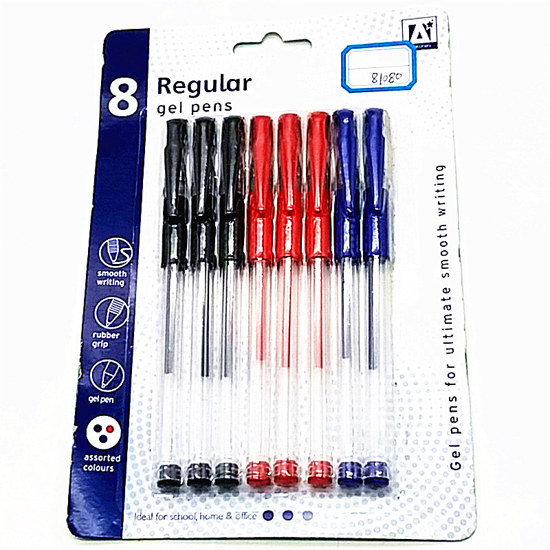 阳光百货 卡8支笔红色黑色蓝色中性笔学生专用笔办公笔套装详情图1