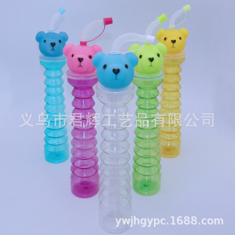 透明吸管椰树杯 可定制塑料创意水杯动物杯便携水杯可定制logo