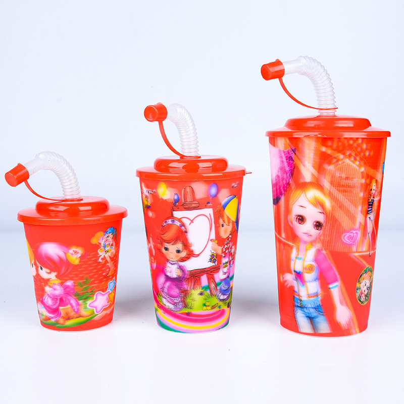 厂家直销儿童吸水杯带盖带吸管可爱卡通水杯学饮杯创意礼品杯子