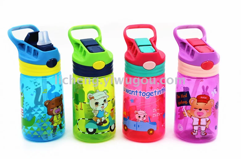 PP塑料儿童水杯, 新款吸管杯 , 婴儿吸管水杯 硅胶吸嘴弹跳盖