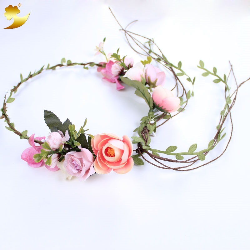 Heart Rhythm Bohemian flower wreath, Japanese and Korean children's flower bud, Lady tassel flower wreath, seaside photography headwear Specification image