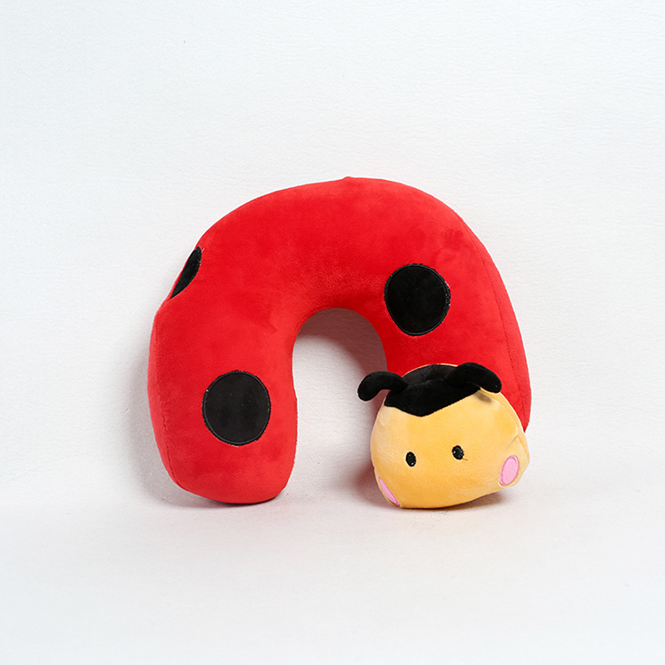 Wholesale of car office foam particle cartoon neck pillows, animal pig beetle pattern plush neck pillows, Muji travel pillows details Picture