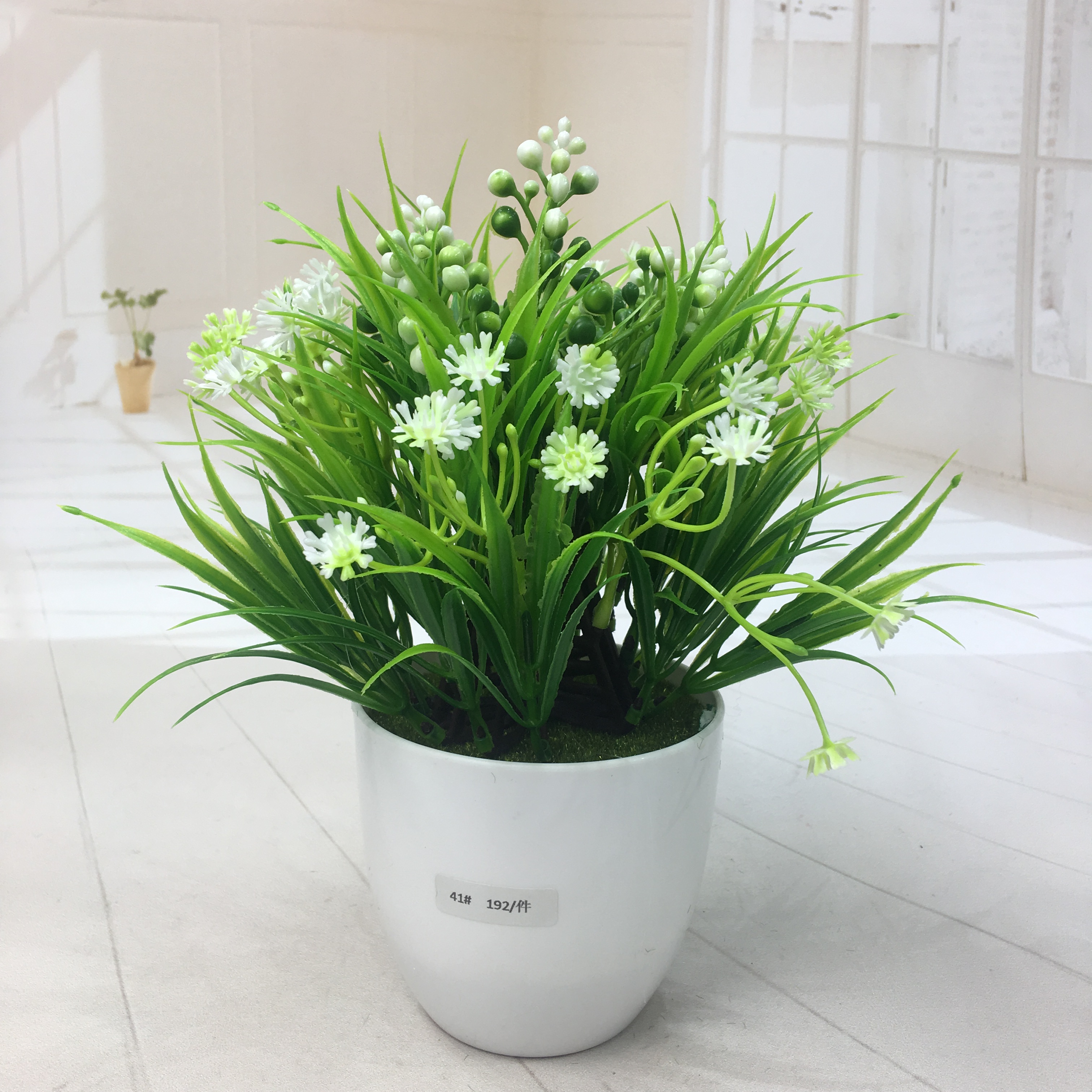 2022 New Mini simulation potted plant combination desktop artificial flower Cross-border mini pulp pot artificial small potted plant Specification image