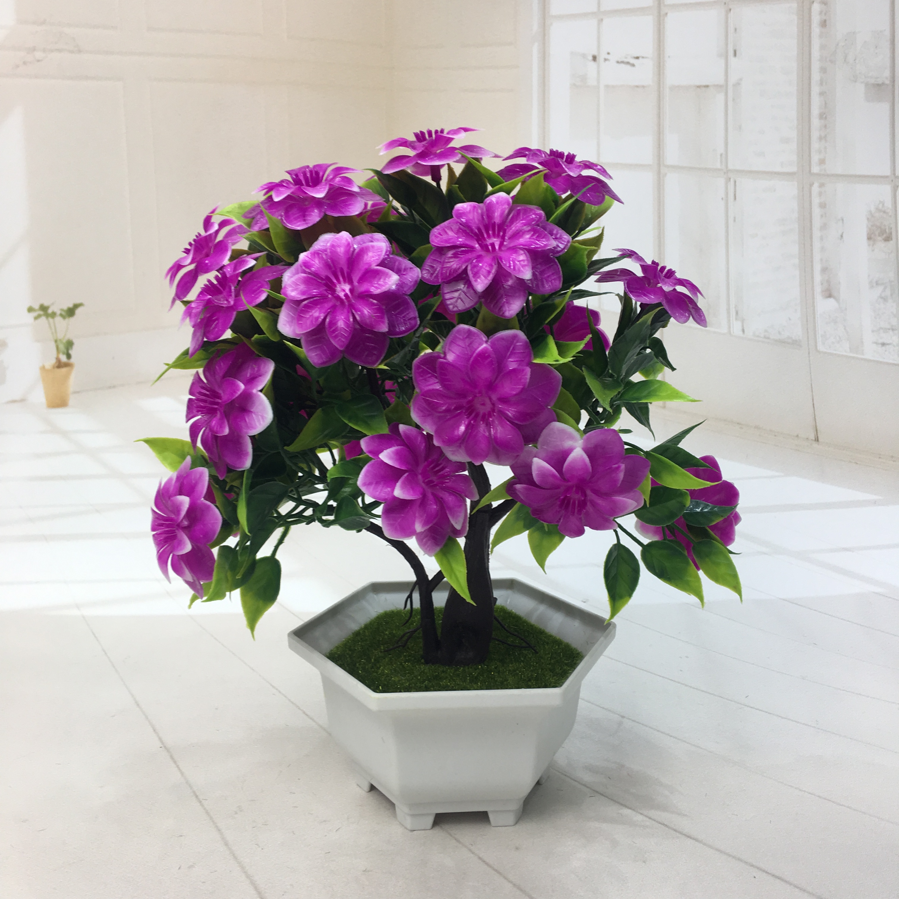 2022 New Mini simulation potted plant combination desktop artificial flower Cross-border mini pulp pot artificial small potted plant Specification image