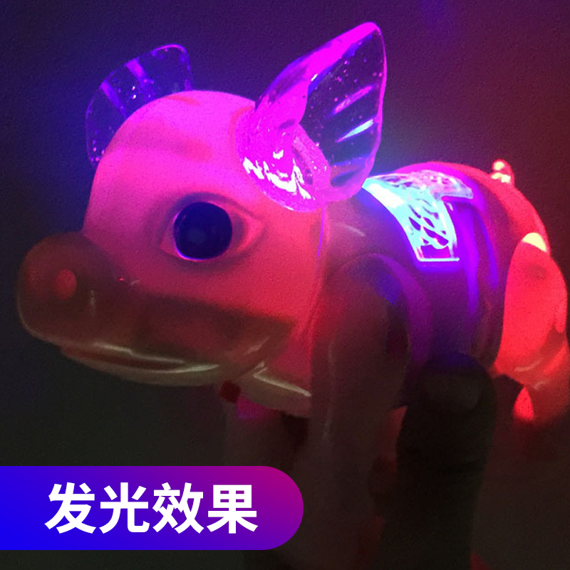 The street stall is selling the night market version of the "Xile Ai" electric light, music and leash piglet Specification drawing