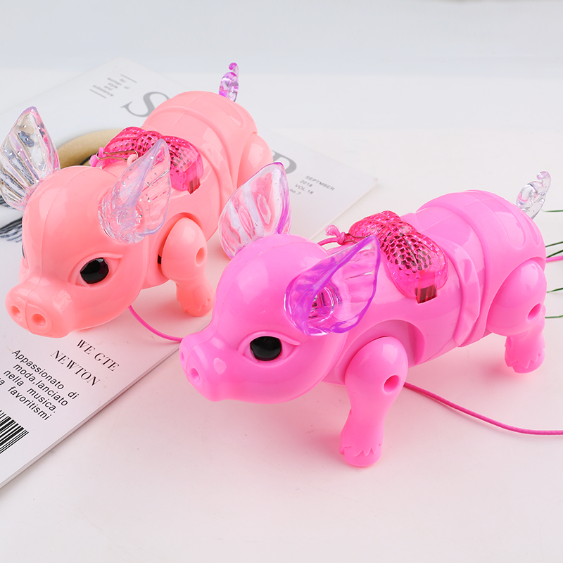The street stall is selling the night market version of the "Xile Ai" electric light, music and leash piglet details Picture