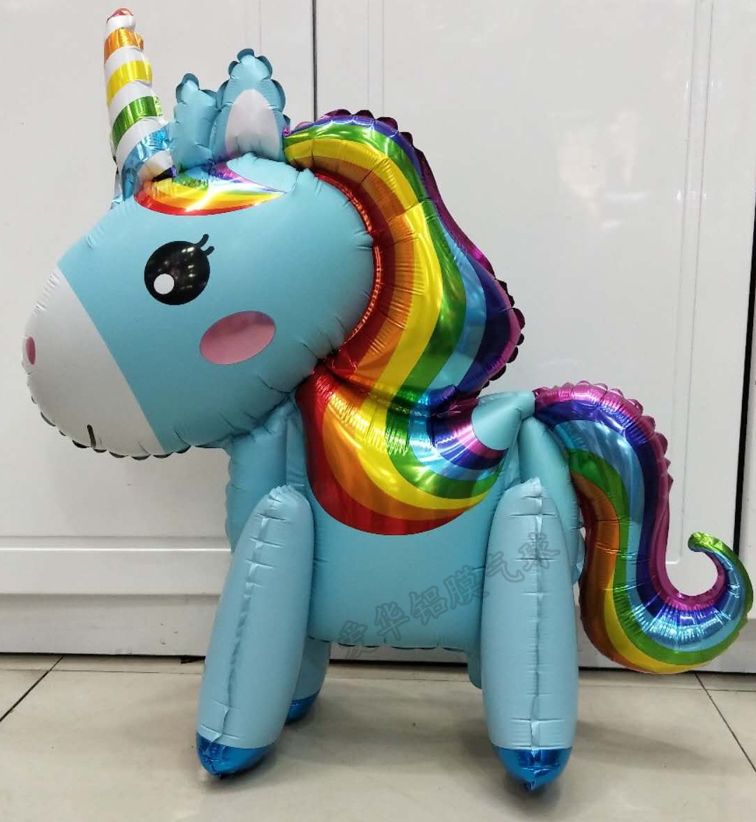 Montaje unicornio cuatro patas unicornio decoración disposición globo nuevo globo de película de aluminio! Specification image