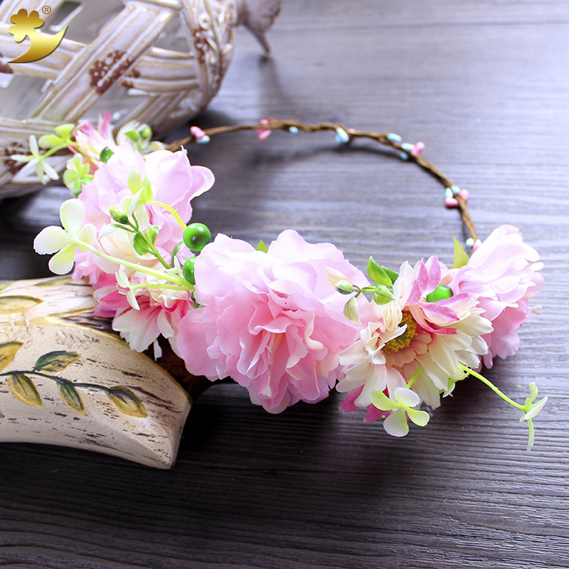 Bohemian hand-woven garland for ladies, 18 cm peony headwear, photography outfit and headwear