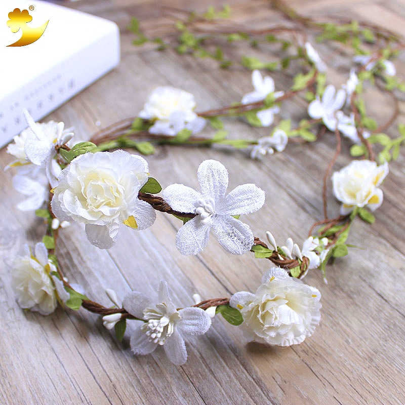 Wholesale of original order rose and rattan flower garlands for brides, pure handcrafted rattan artificial flower garlands from Hawaii Application Scenario