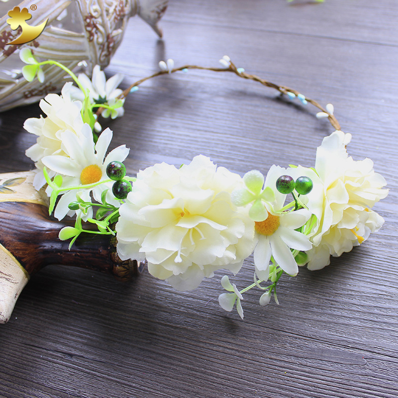 Bohemian hand-woven garland for ladies, 18 cm peony headwear, photography outfit and headwear Specification image