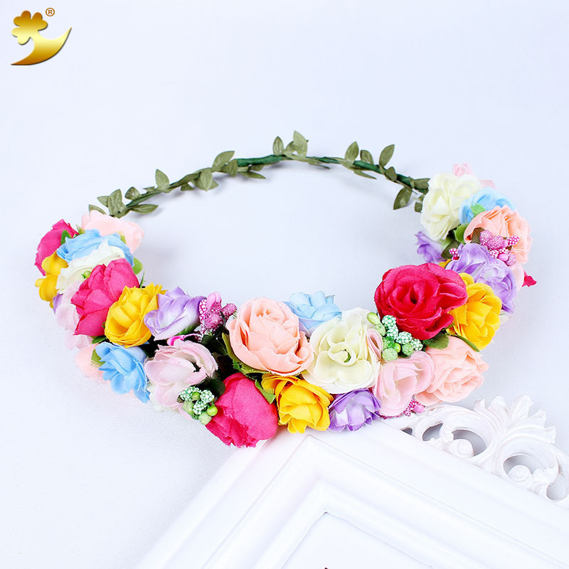 Direct sales of children's flower wreath headwear, Korean-style double-layer fresh bride flower wreath headwear in stock for wholesale Application Scenario