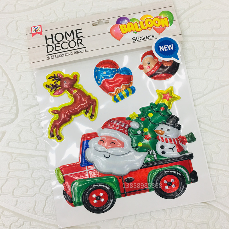 圣诞老人立体泡泡贴 气泡贴画圣诞节装饰贴纸贴画