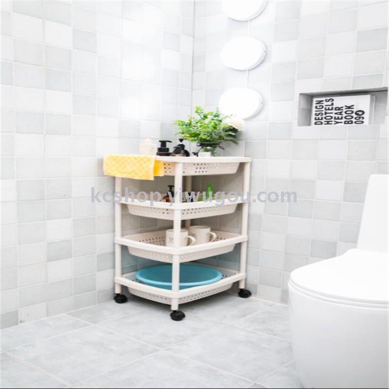 Plastic multi-layer storage rack, kitchen fruit and vegetable basket, and wheeled push-type storage rack Specification image