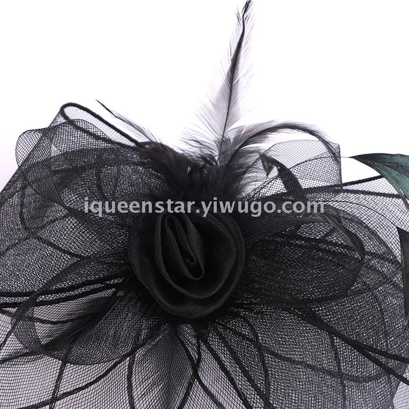 Retro feather tulle top hat headwear for banquets and parties, bride's hair accessories, best-selling Amazon veil hair clips wholesale Application Scenario