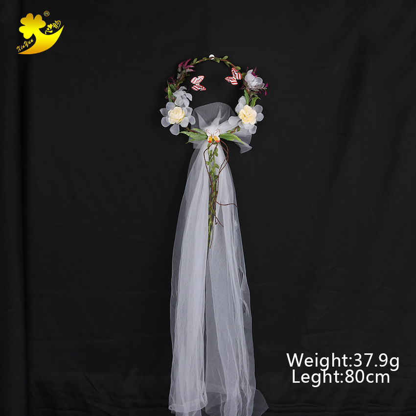 Wholesale forest-themed bridal wreath headscarves, mesh headwear, seaside photo headwear, 2018 new butterfly and cherry blossom headscarves Specification image