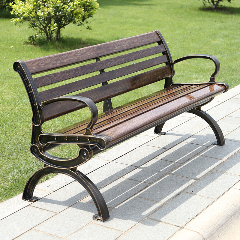 野人谷公园椅户外长椅长凳靠背休闲座椅室外广场铁艺铸铝长条长凳