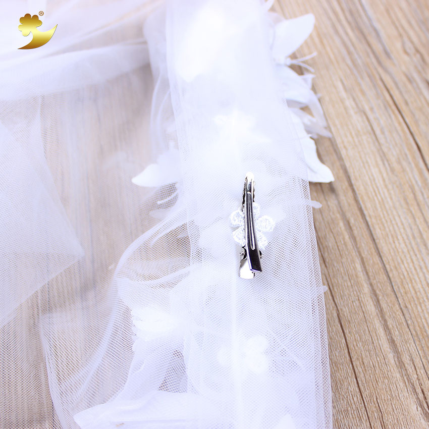 Direct sales of white Phalaenopsis headwear, Korean-style bride's handcrafted net gauze butterfly wedding dress and dress garland veil in stock Specification image