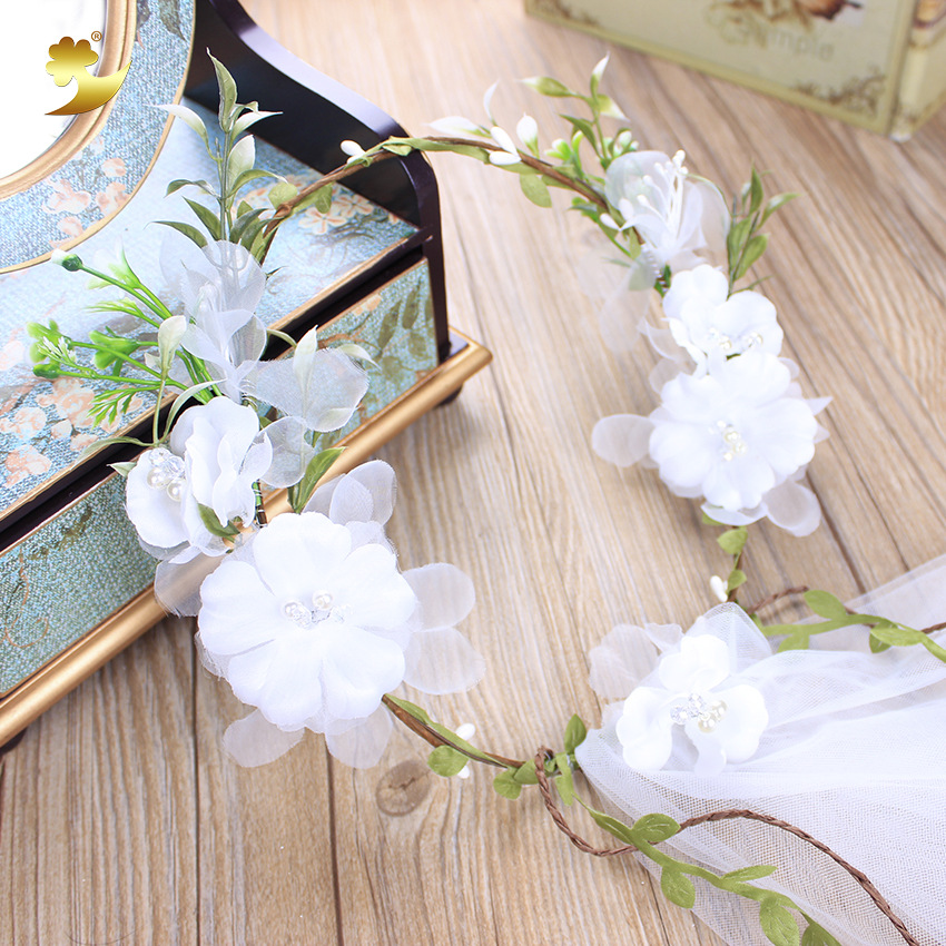 Xinyun Forest-themed rattan garland headwear, women's handmade garland, simple travel seaside garland veil Specification image