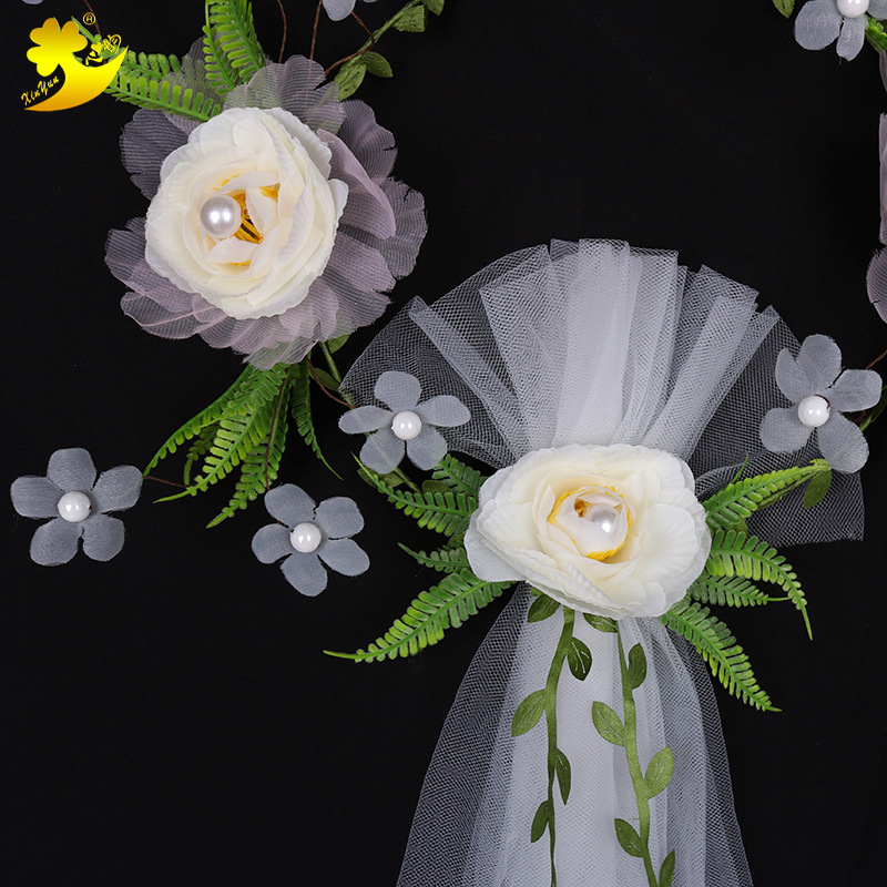 Korean forest-themed bridal veil, purple-red butterfly bud veil, seaside photo studio photography, wedding dress accessories Specification image