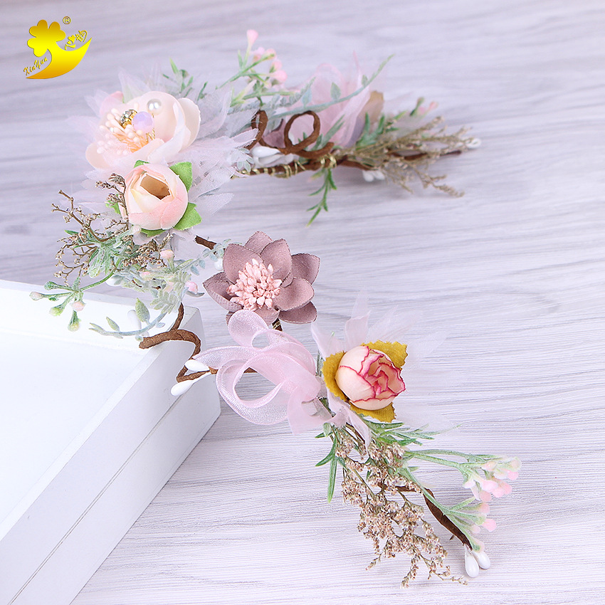 New bride headwear, forest-themed fairy beauty, couple honeymoon wreath, studio style, girls' festival performance dress accessories