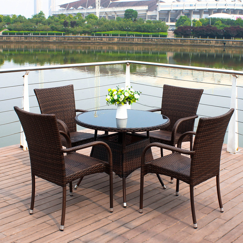 野人谷户外桌椅组合别墅阳台仿藤家具藤编休闲茶几藤椅三件套