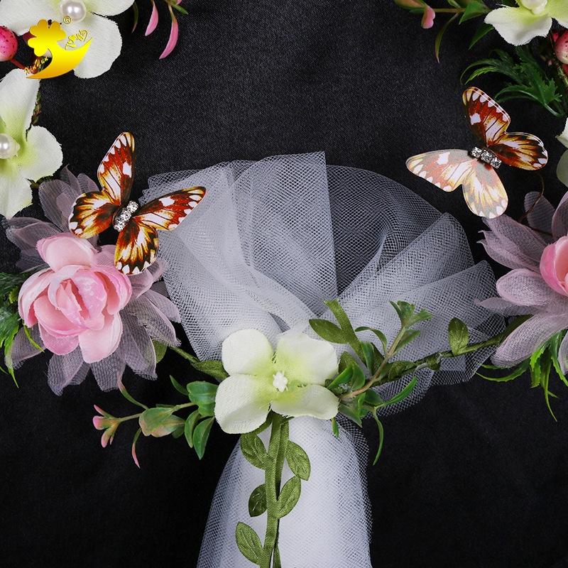 Korean bride forest style 2018 new veil beach photo bow garland veil light pink princess veil Application Scenario