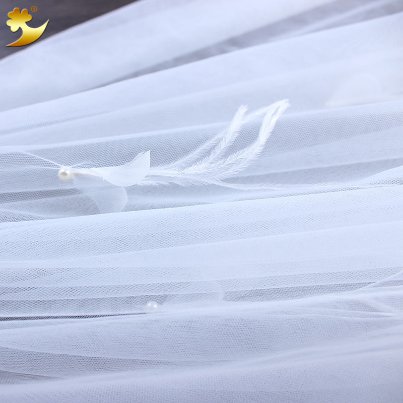 European and American children's festival performance veil bride wedding net veil beige ostrich hair fairy veil manufacturer wholesale female Specification image