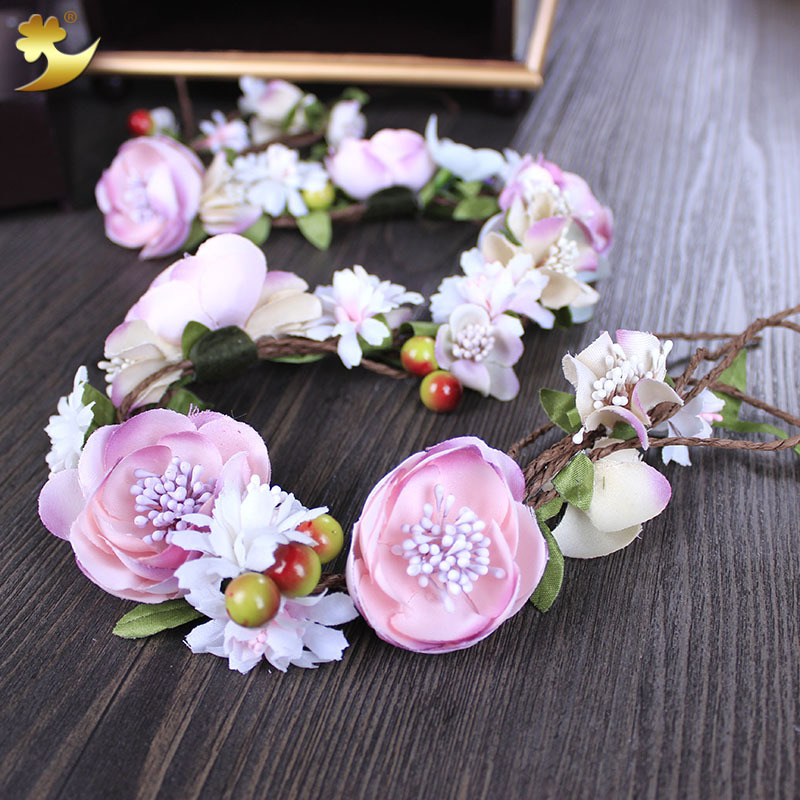 Xinyun Bride's garland headpiece, flower vine Korean-style hair band, wedding dress headpiece, Forest Girl beach hair accessory Specification image