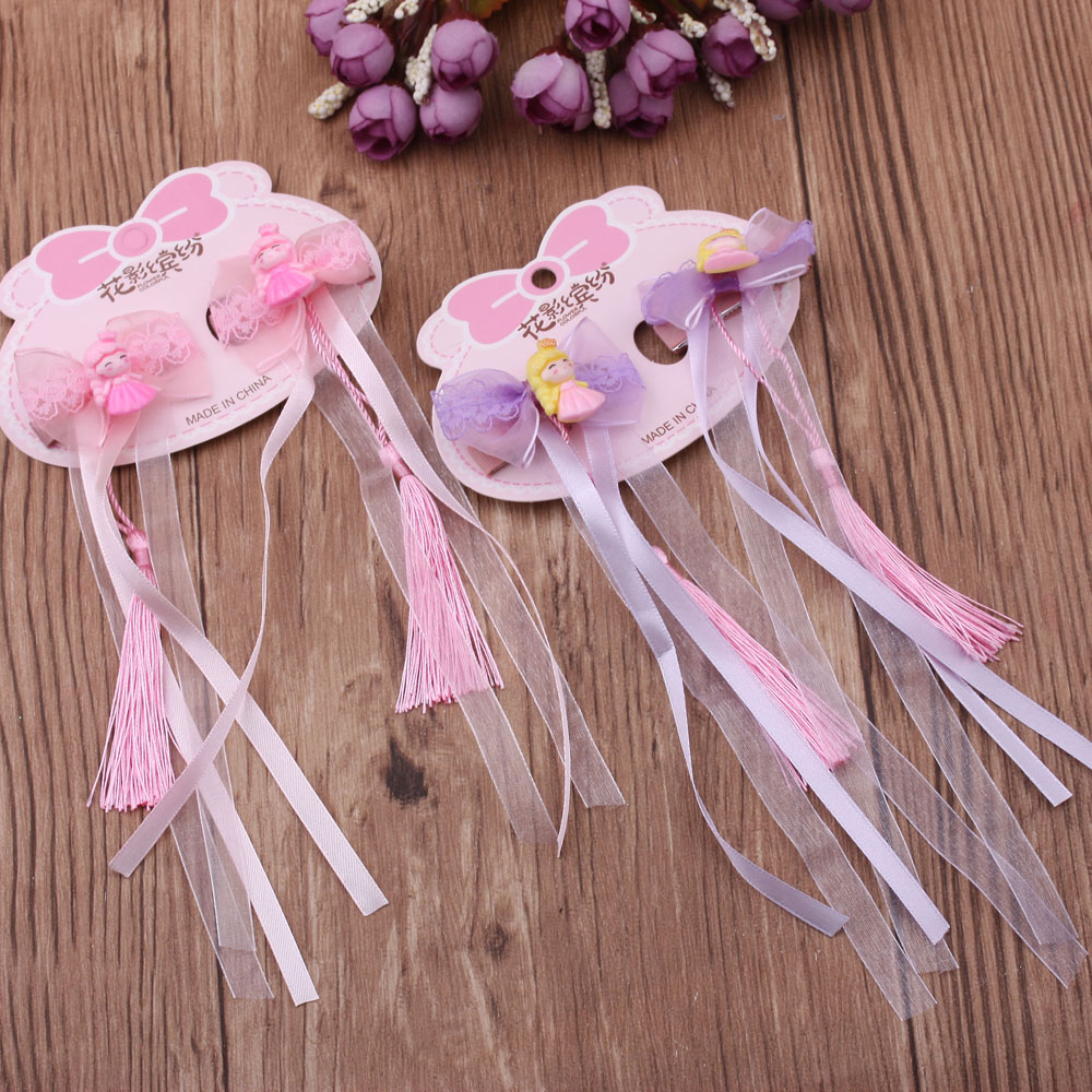 10 yuan tienda accesorios estilo antiguo arco clip de pelo streamers para niñas accesorios de pelo vintage hantraje cabeza accesorios Specification image