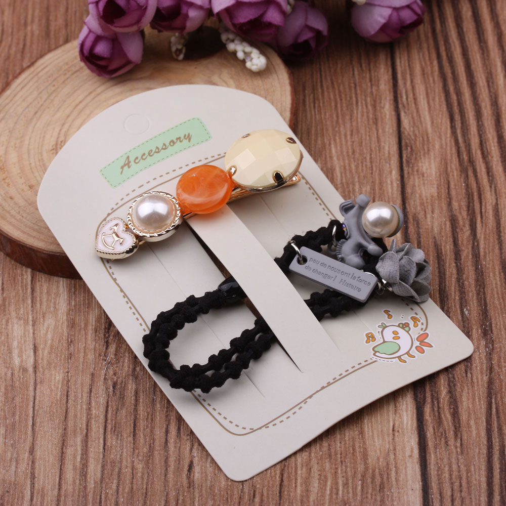 10-yuan accessory boutique, one-piece clip, rubber band set, bow headwear, Korean hair flower, hair clip, side clip wholesale