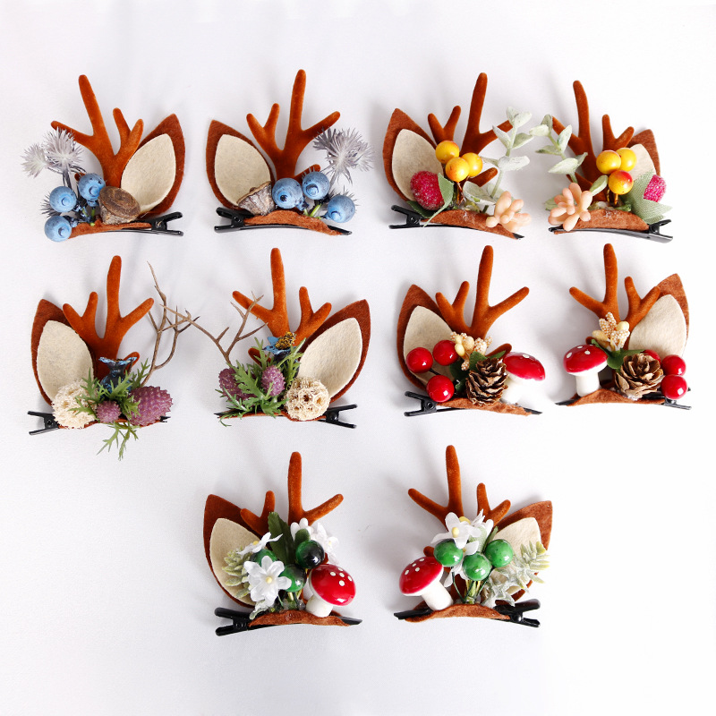 Xinyun Sen's feminine and fresh photo studio photography, antler hair clips, hair accessories, Christmas photo shoots, antler pairs Application Scenario