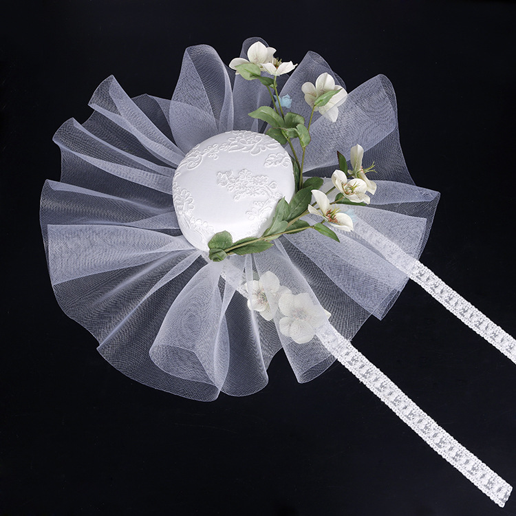 Xinyun Foreign Trade headwear, stage performance top hats, photo studio retro lace hats, Forest-style wedding hair accessories, wide-brimmed gauze hats details Picture