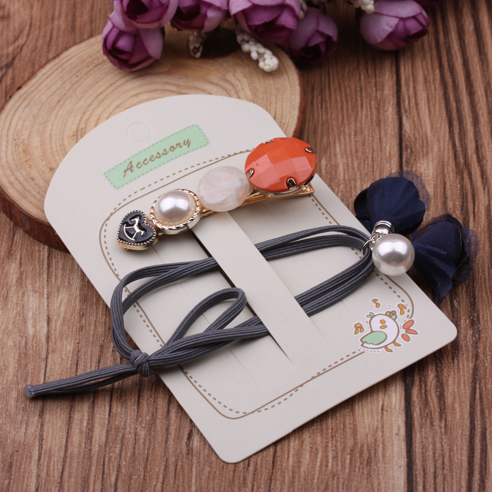 10-yuan accessory boutique, one-piece clip, rubber band set, bow headwear, Korean hair flower, hair clip, side clip wholesale Specification image