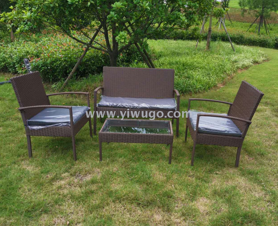 Simple Rattan sofa 4 pieces set leisure balcony garden courtyard Rattan woven outdoor furniture Rattan chair 4 pieces set