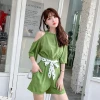 New summer high-waisted chiffon jumpsuits for women, looking petite and sexy, off-the-shoulder fashionable jumpsuits, wide-leg shorts Specification image