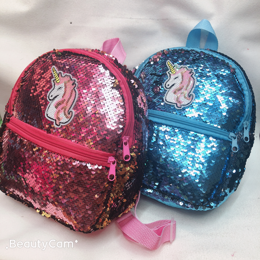 Plush schoolbag, children's schoolbag, sequined schoolbag, backpack, unicorn sequined schoolbag Application Scenario