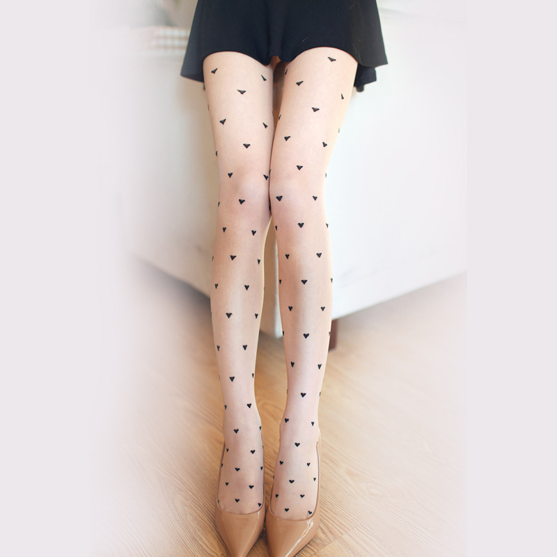 Yan Jie's summer sweet Korean-style heart-shaped stockings for body shaping and cute printed jumpsuits. Factory direct sales of stockings with one-piece delivery details Picture