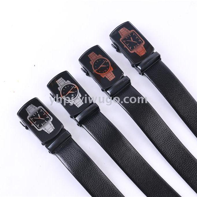 New fashionable men's automatic watch buckle, lychee patterned edge, scratch-resistant belt, factory direct sales business belt