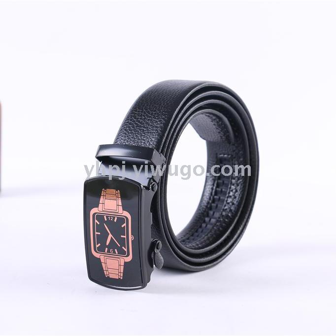 Nuevo estilo de moda hombre reloj automático hebilla lichi patrón envoltura borde resistente a rasguño cinturón de fábrica directa correa de negocios Application Scenario
