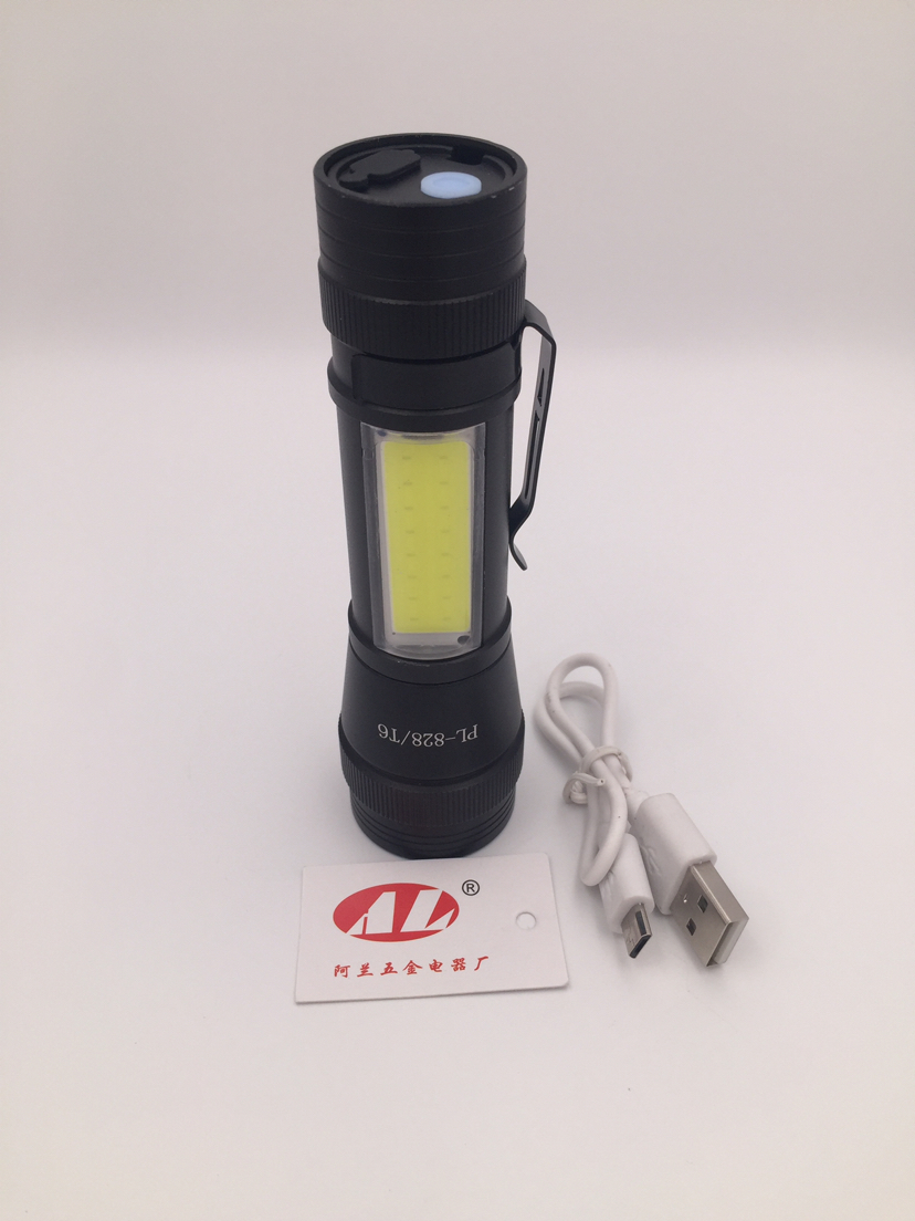 Strong light T6 flashlight telescopic pen buckle flashlight portable outdoor household