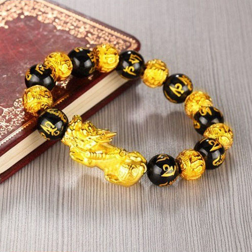 Boutique accessories: Vietnamese sand gold PI Xiu bracelet, men's obsidian bracelet details Picture