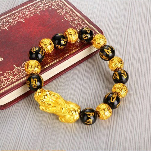 Boutique accessories: Vietnamese sand gold PI Xiu bracelet, men's obsidian bracelet