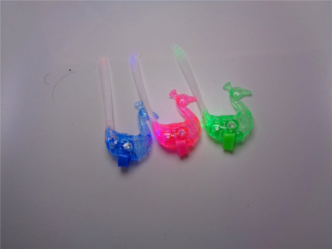 Creative LIGHT RING CHILDREN PEACOCK FINGER LAMP COLOR COLOR PEACOCK OPEN SCREEN OPTICAL FIBER LAMP STALL FLASH toy DIRECT sale