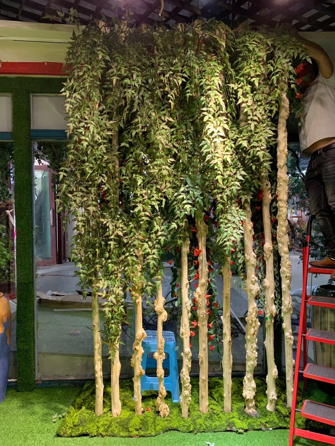 Simulated Nandina bamboo leaves and branches, wedding props, simulated leaves, artificial leaves, simulated branches, garden branches, simulated leaves details Picture